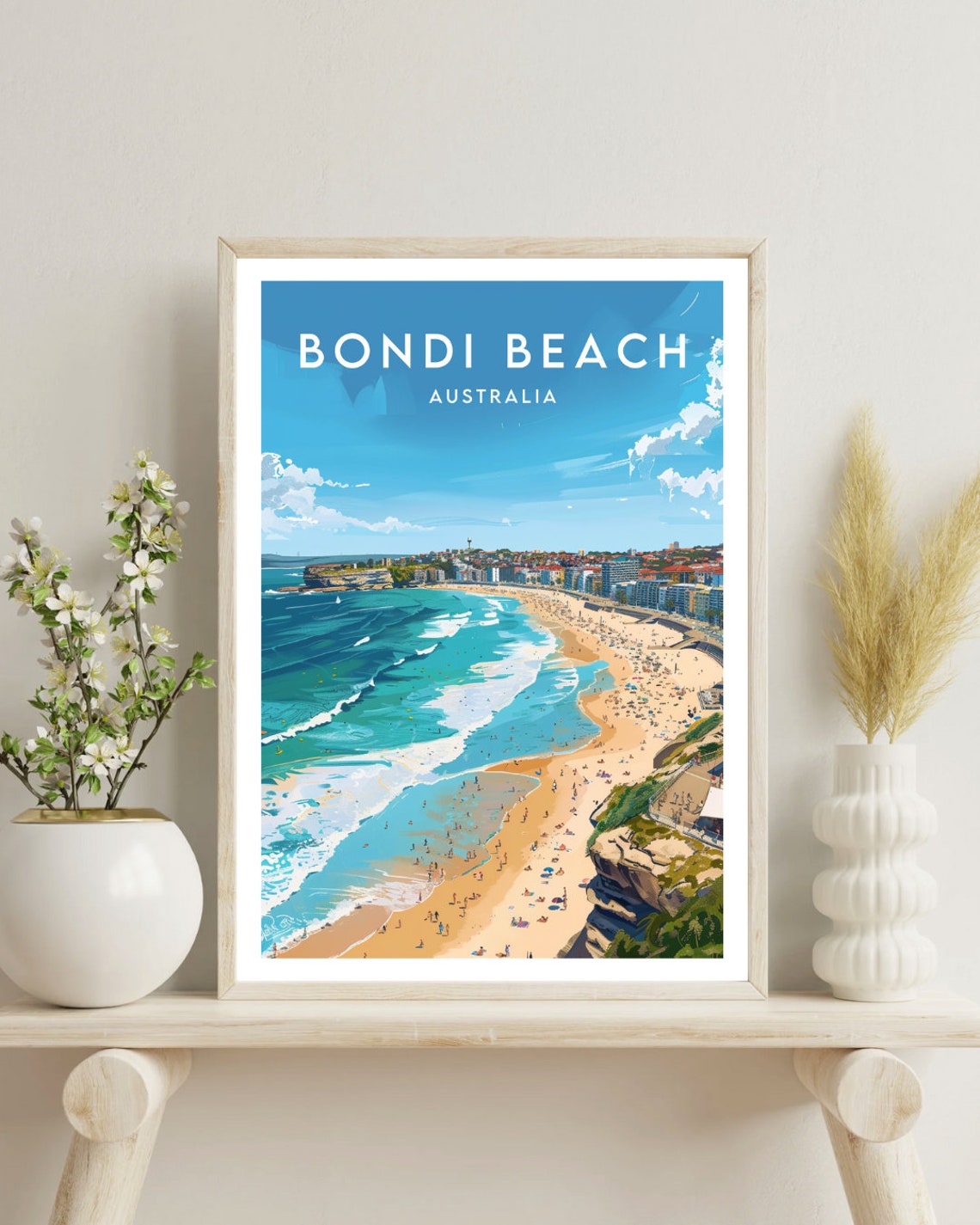 Bondi Beach Australia Turquoise Surf Coast Vintage Travel Poster - Image 4