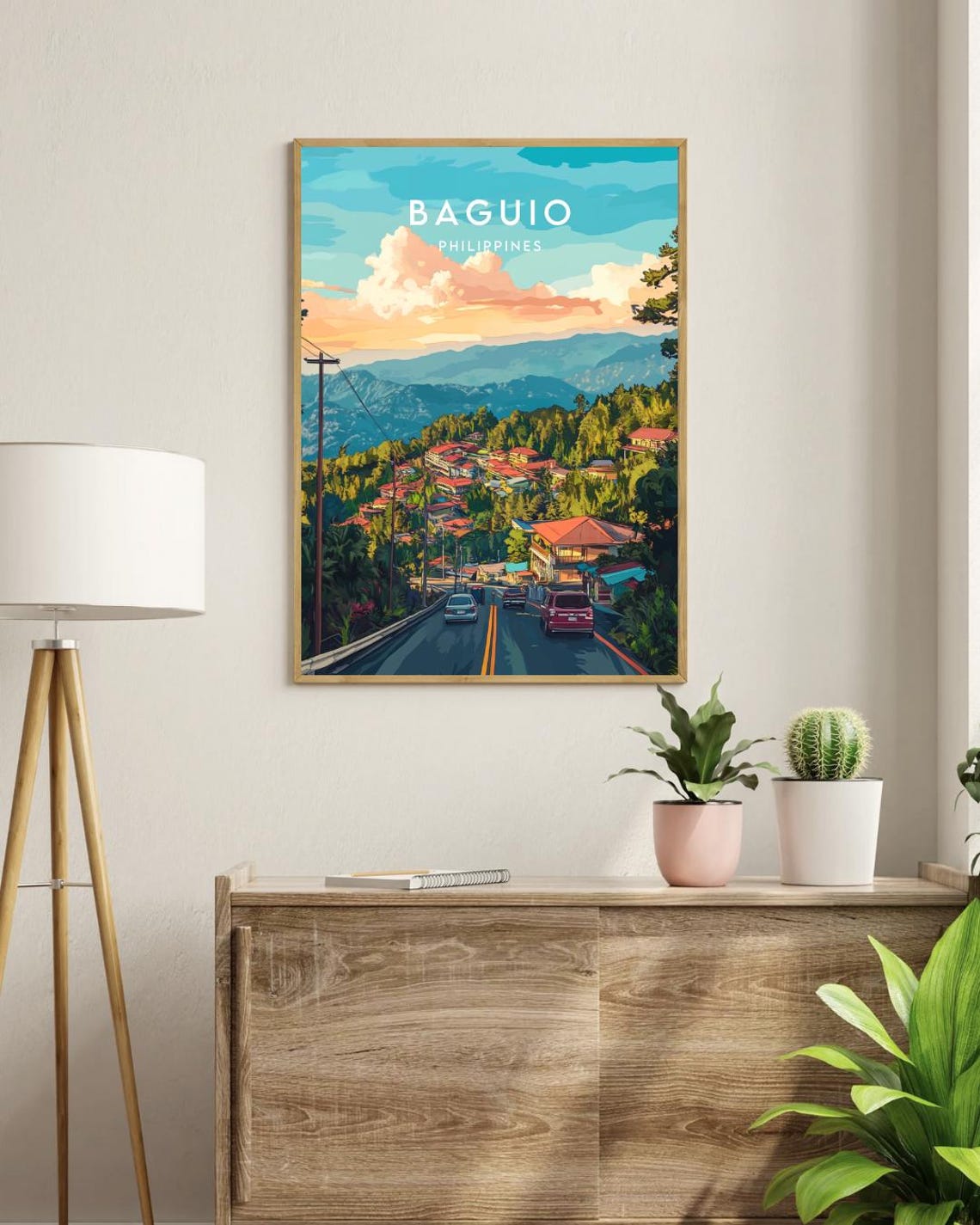 Baguio Philippines Mountain City Sunset Cloudy Road Travel Poster - Image 3