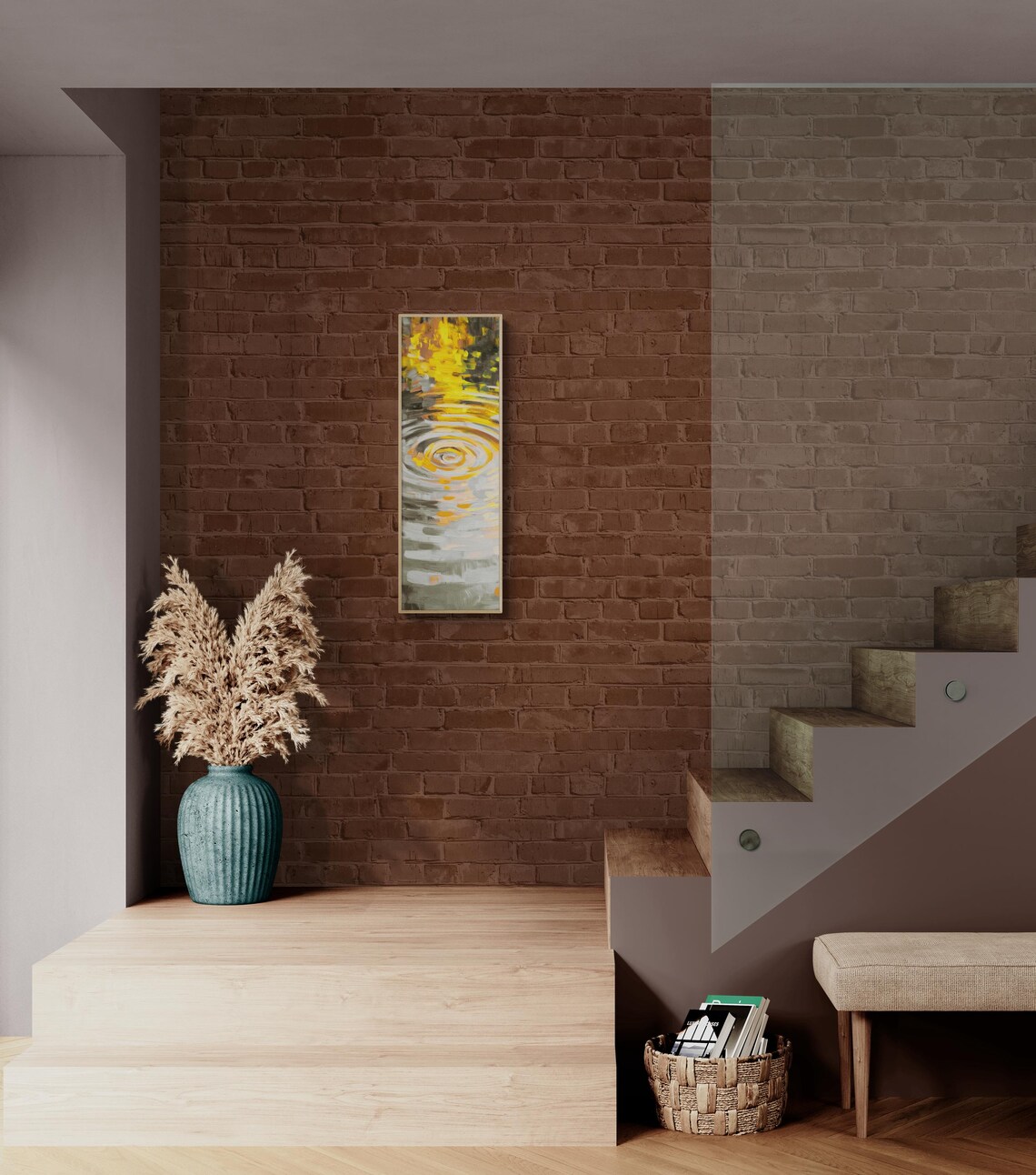 Golden Sun Reflection Rippling Water Abstract Calm Wall Art Poster - Image 3