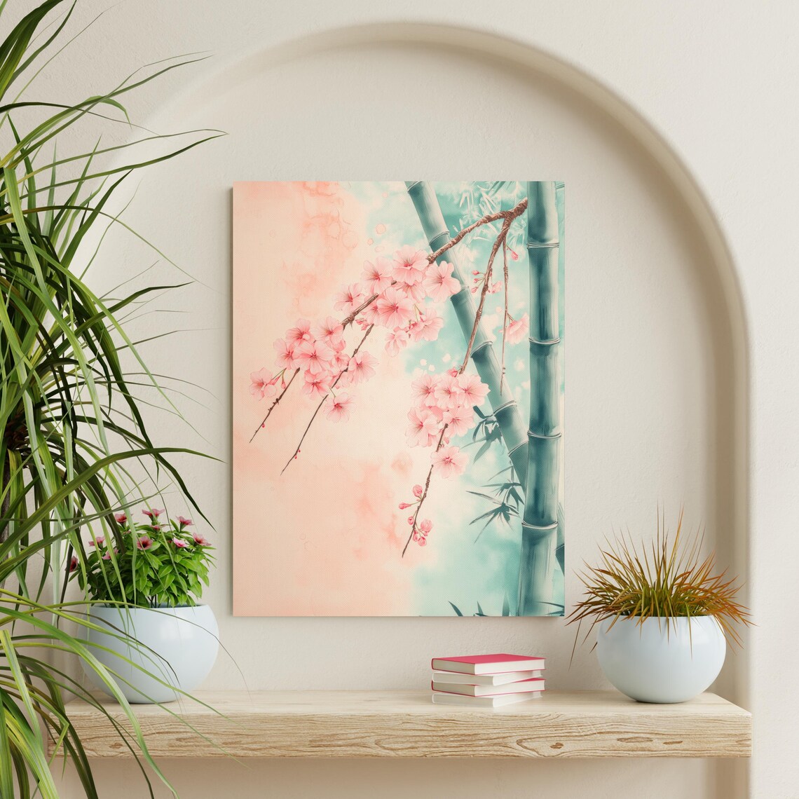 Cherry Blossom Bamboo Japanese Watercolor Pink Zen Botanical Poster - Image 5