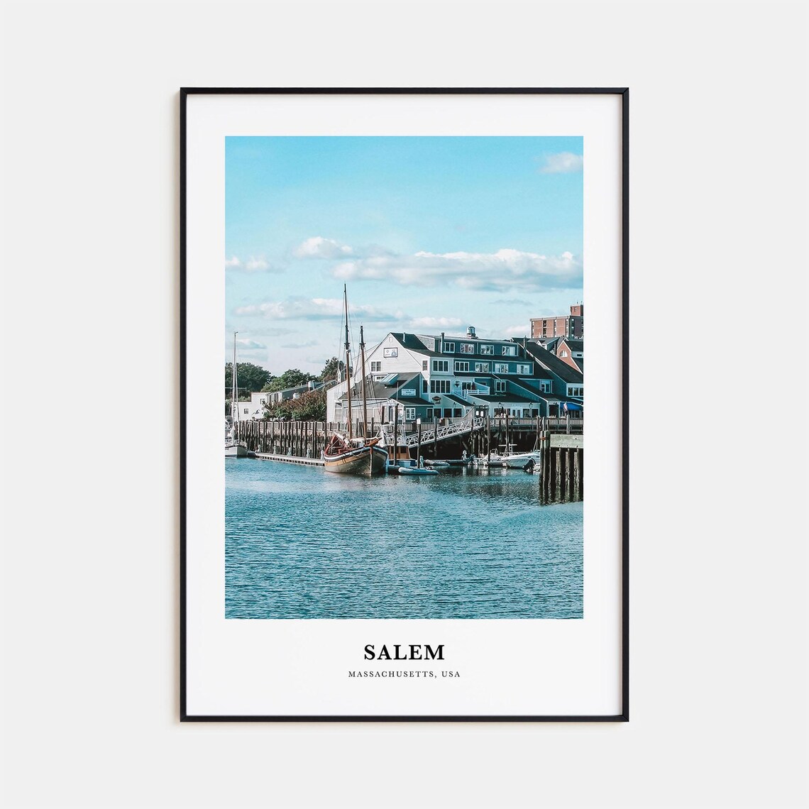 Salem Massachusetts Harbor Sailboat Wharf Historic Port Poster