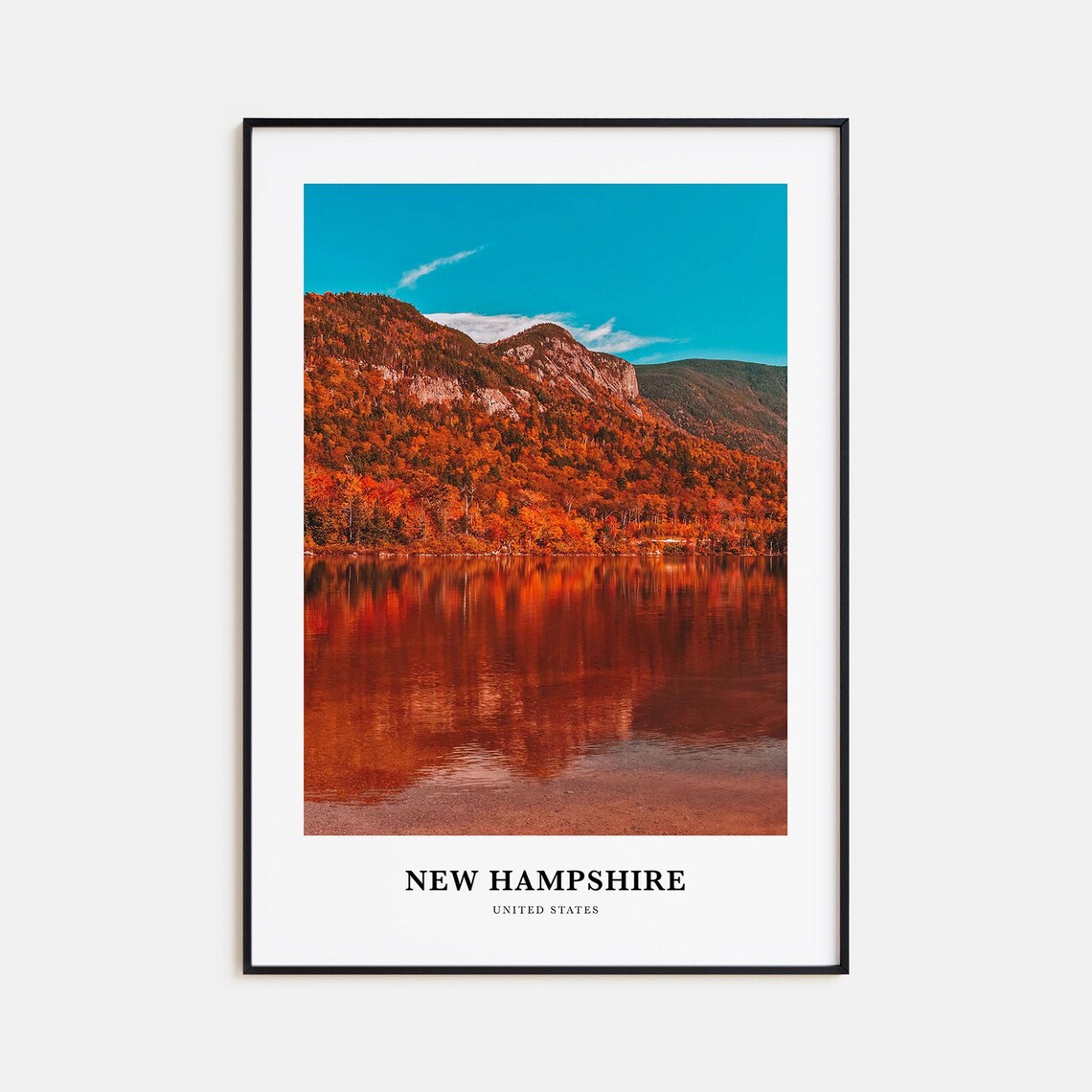 New Hampshire United States Autumn Mountain Lake Photo Travel Poster