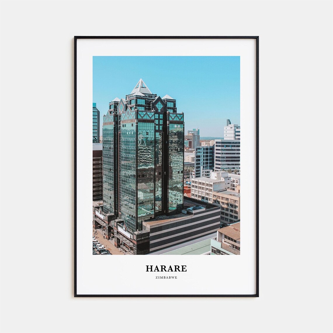 Harare Zimbabwe Modern Glass High Rise Downtown Photography Poster