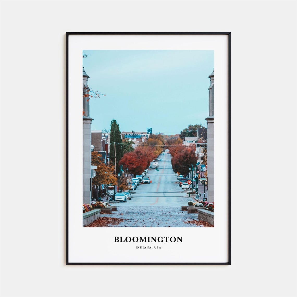 Bloomington Indiana Autumn Main Street Small Town View Poster