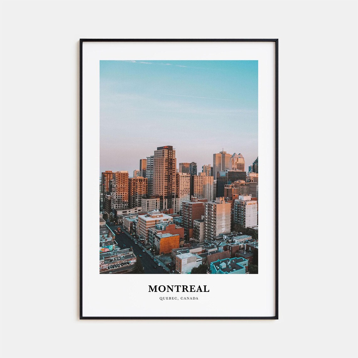 Golden Montreal Quebec Sunset Downtown Skyline Street View Poster