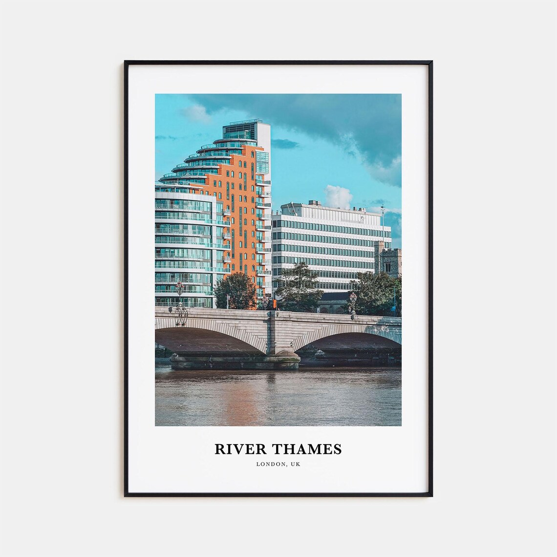 River Thames London Stone Bridge Riverside Apartments Photo Poster