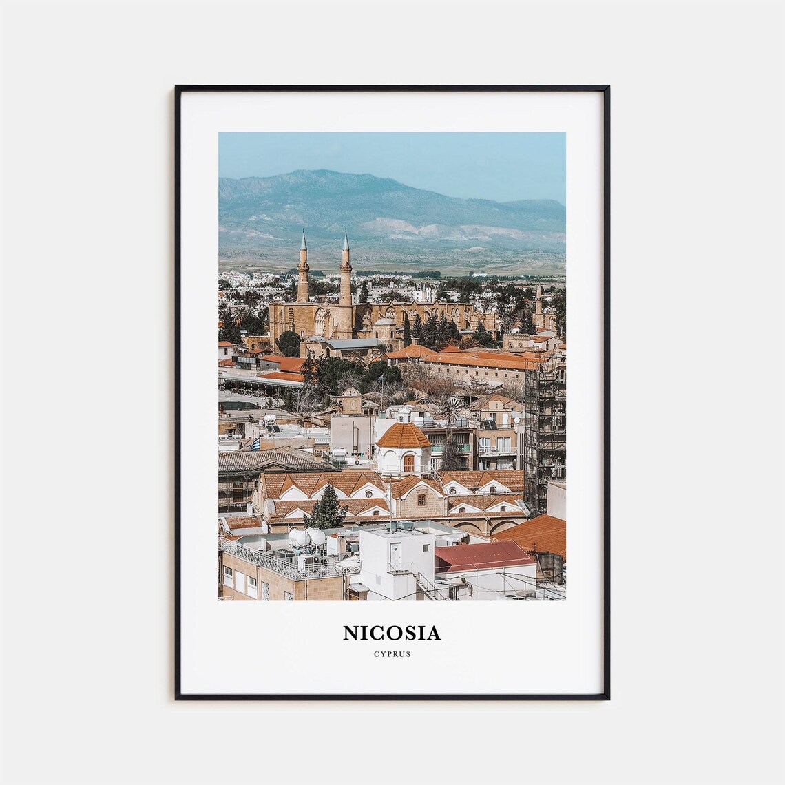 Nicosia Cyprus Old City Minarets Mountains Photography Poster