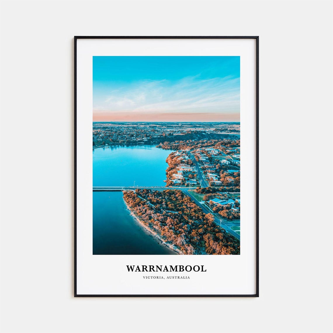 Warrnambool Victoria Australia River Estuary Sunset Aerial Poster