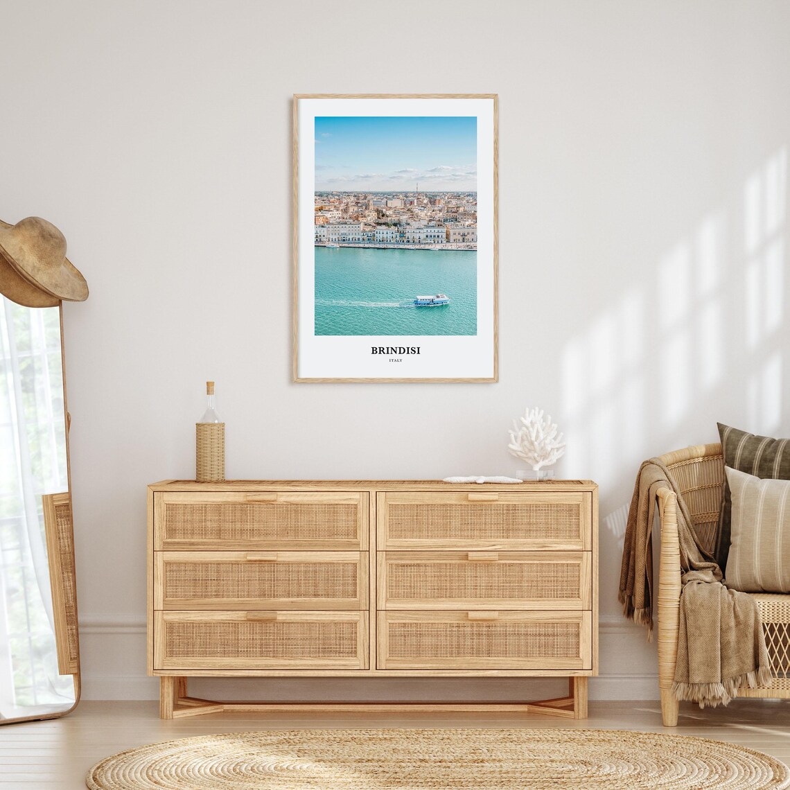 Brindisi Italy Waterfront Harbor Ferry Boat Aerial Photo Poster - Image 2