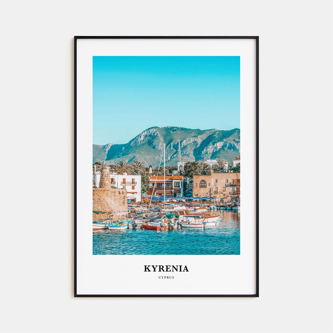 Kyrenia Travel Poster, Cyprus Map Art Print