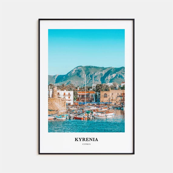 Kyrenia Travel Poster, Cyprus Map Art Print