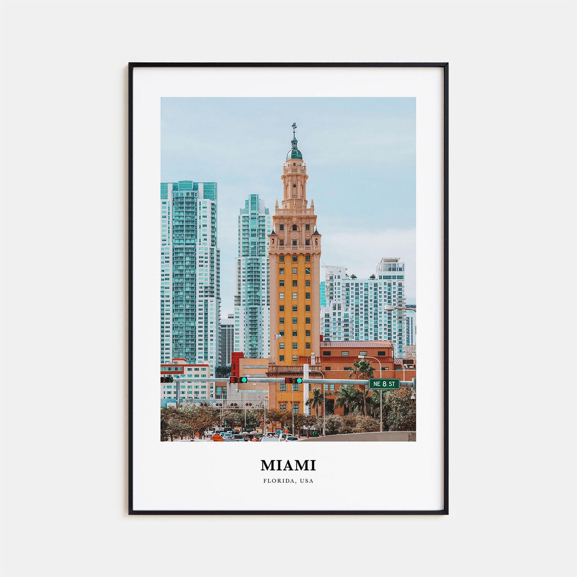 Miami Florida Vibrant Historic Downtown Tower Skyline Poster