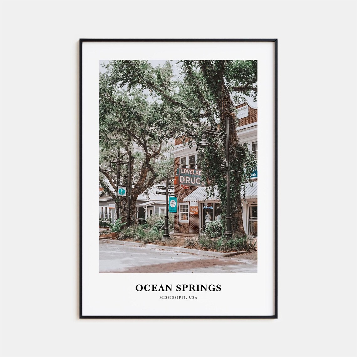 Ocean Springs Travel Poster, Mississippi Map Print