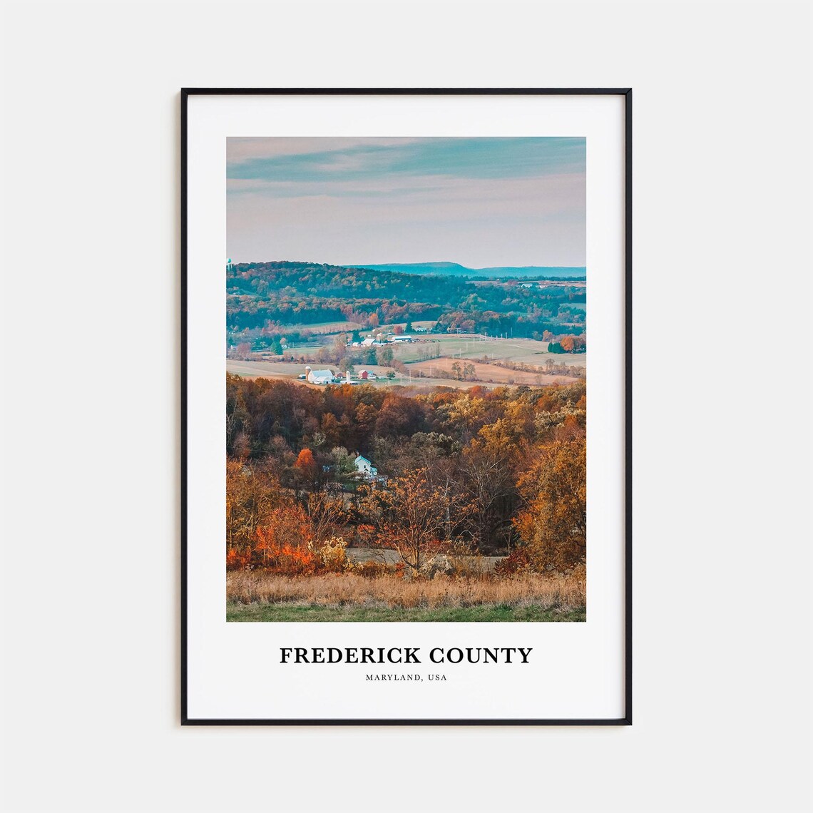 Frederick County Maryland Travel Map Art Print