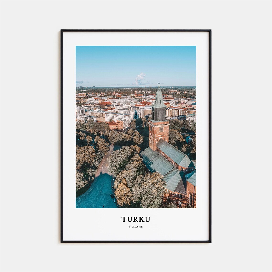 Turku Cathedral Aerial View Scenic City Finland Travel Poster