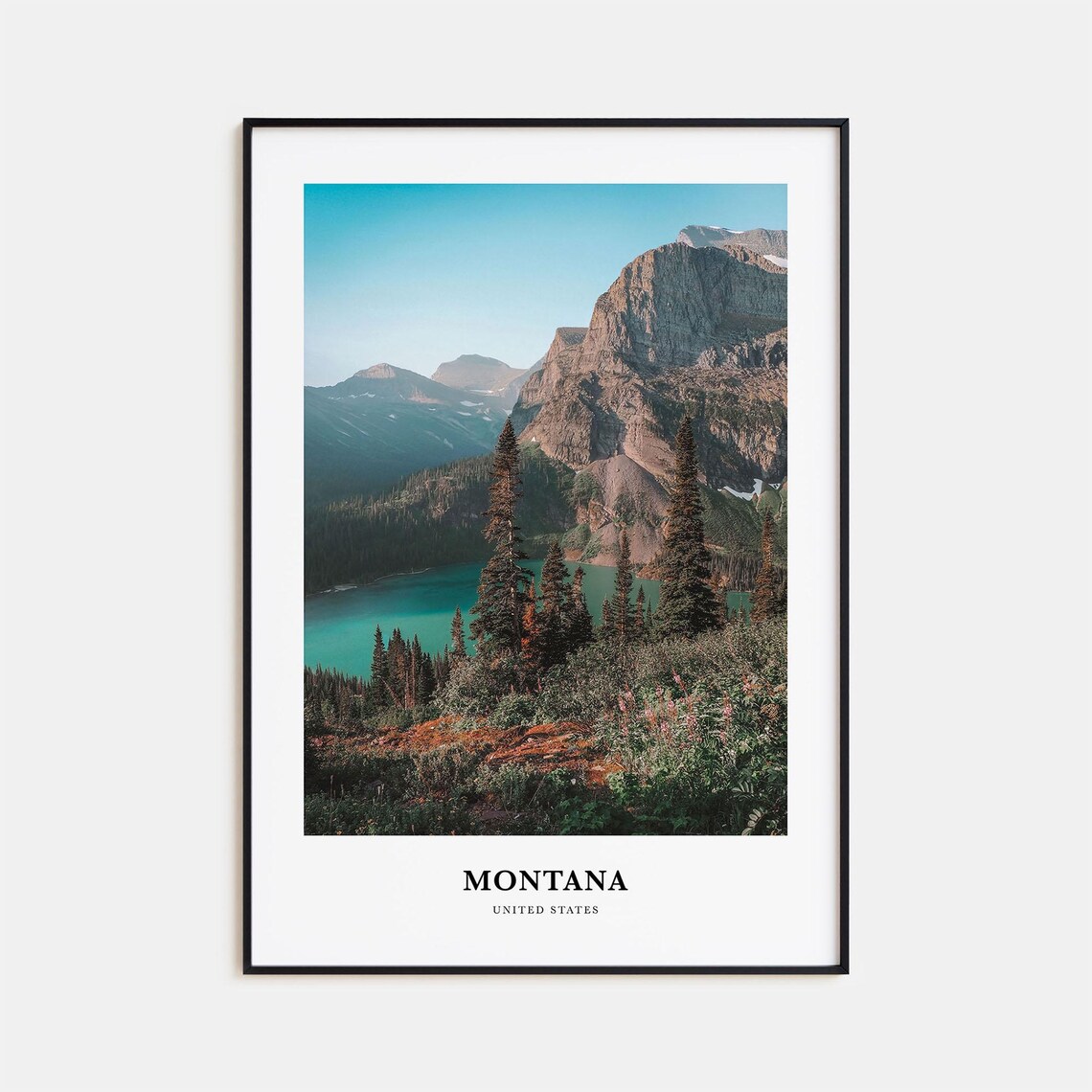 Montana Mountain Lake Evergreen Forest Peaks Photography Poster