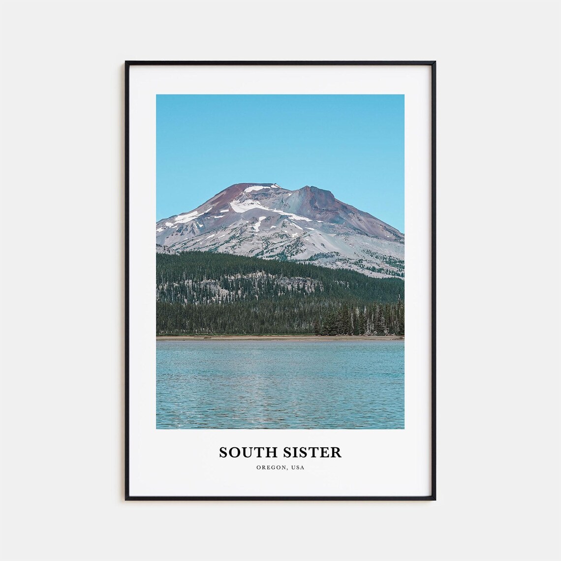 South Sister Oregon Snowy Volcanic Peak Lake Photography Poster