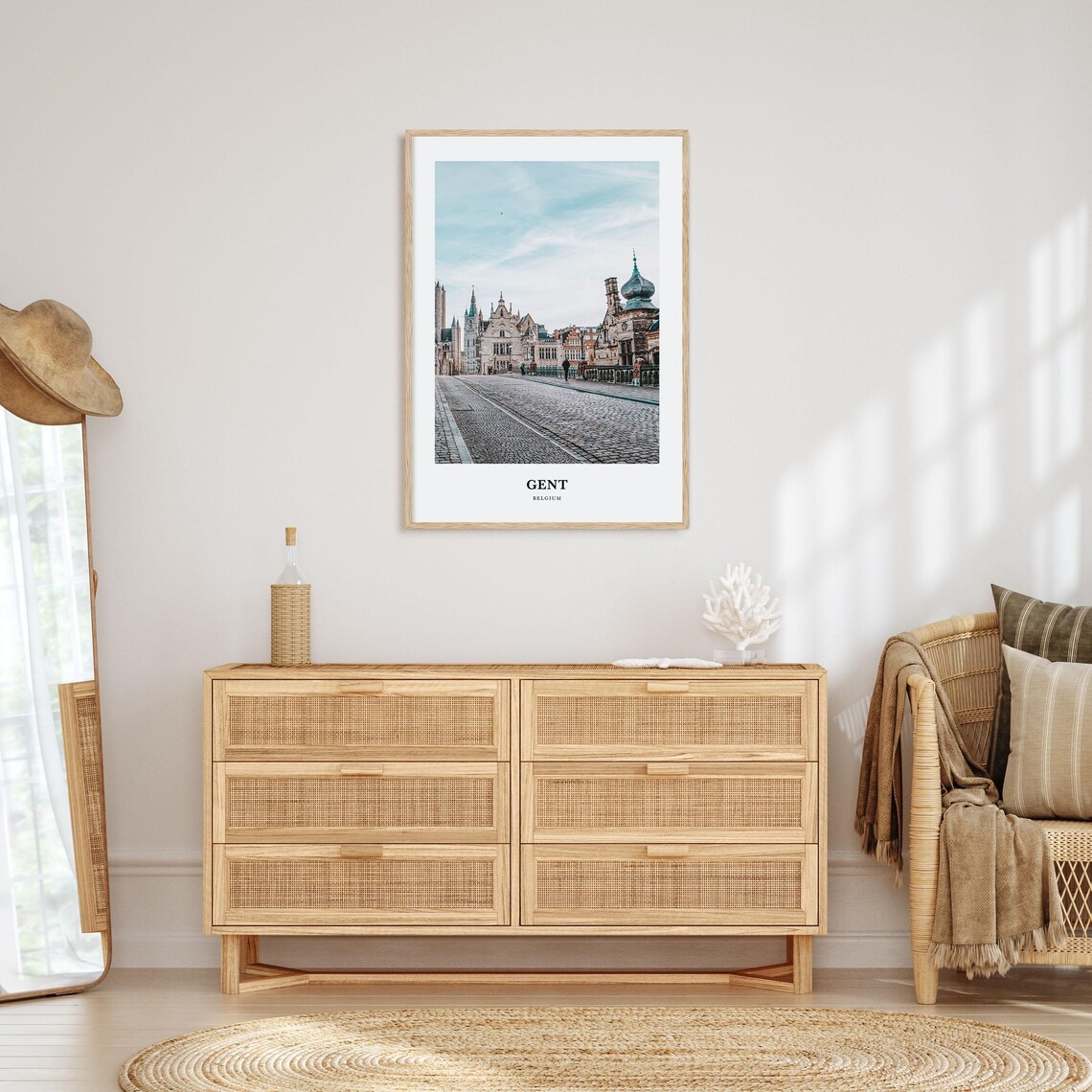 Historic Cobblestone Bridge and Guild Houses of Gent Belgium Poster - Image 2