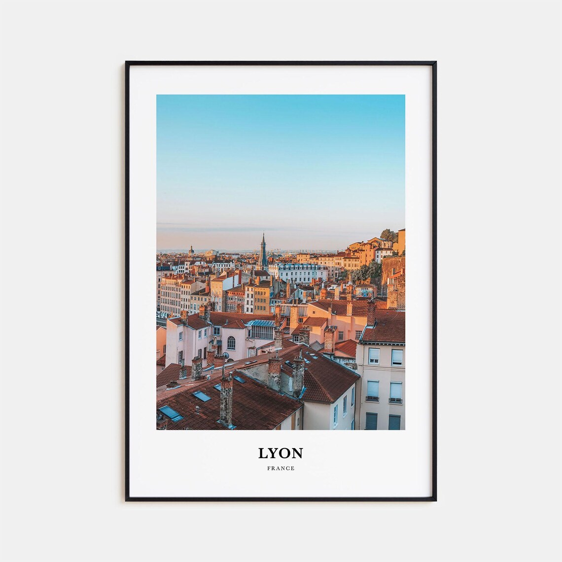 Lyon France Old Town Rooftops Golden Hour Cityscape Photography Poster