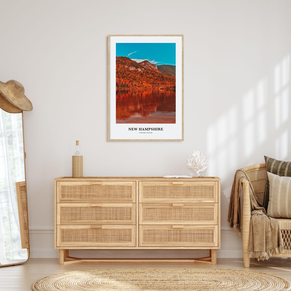 New Hampshire United States Autumn Mountain Lake Photo Travel Poster - Image 2