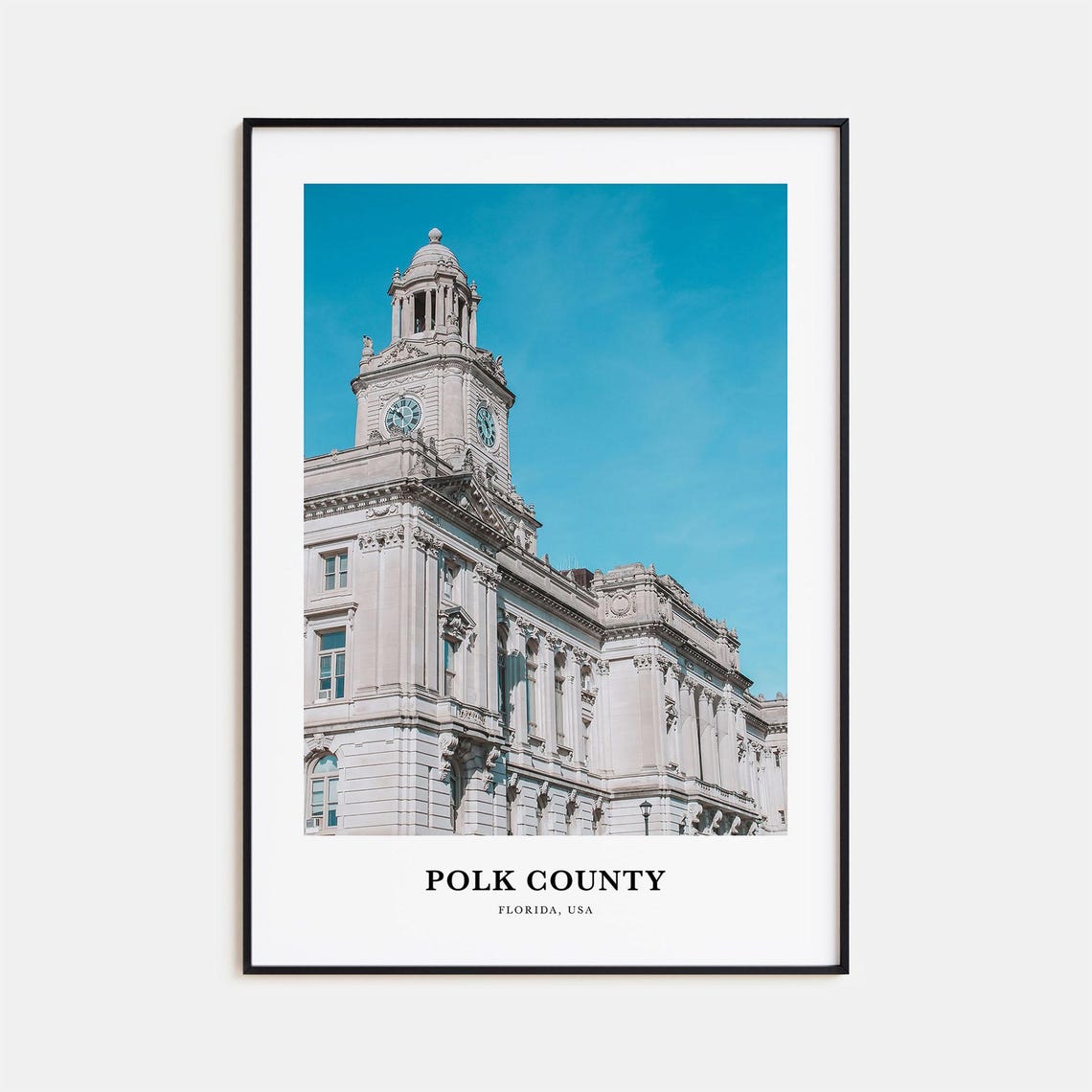 Polk County Florida White Courthouse Clock Tower Architecture Poster