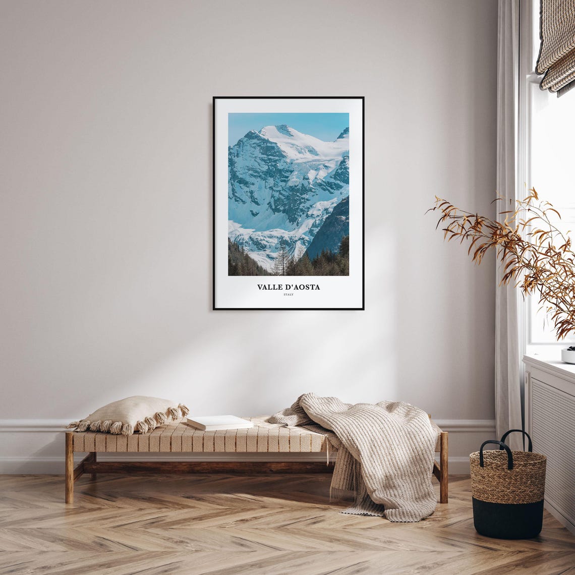 Valle d'Aosta Italy Snow Capped Alpine Mountain Peaks Poster - Image 3