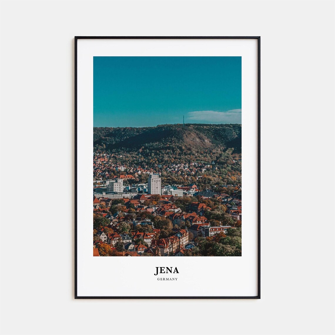Jena Germany Red Rooftop Old Town Valley Hills Travel Poster