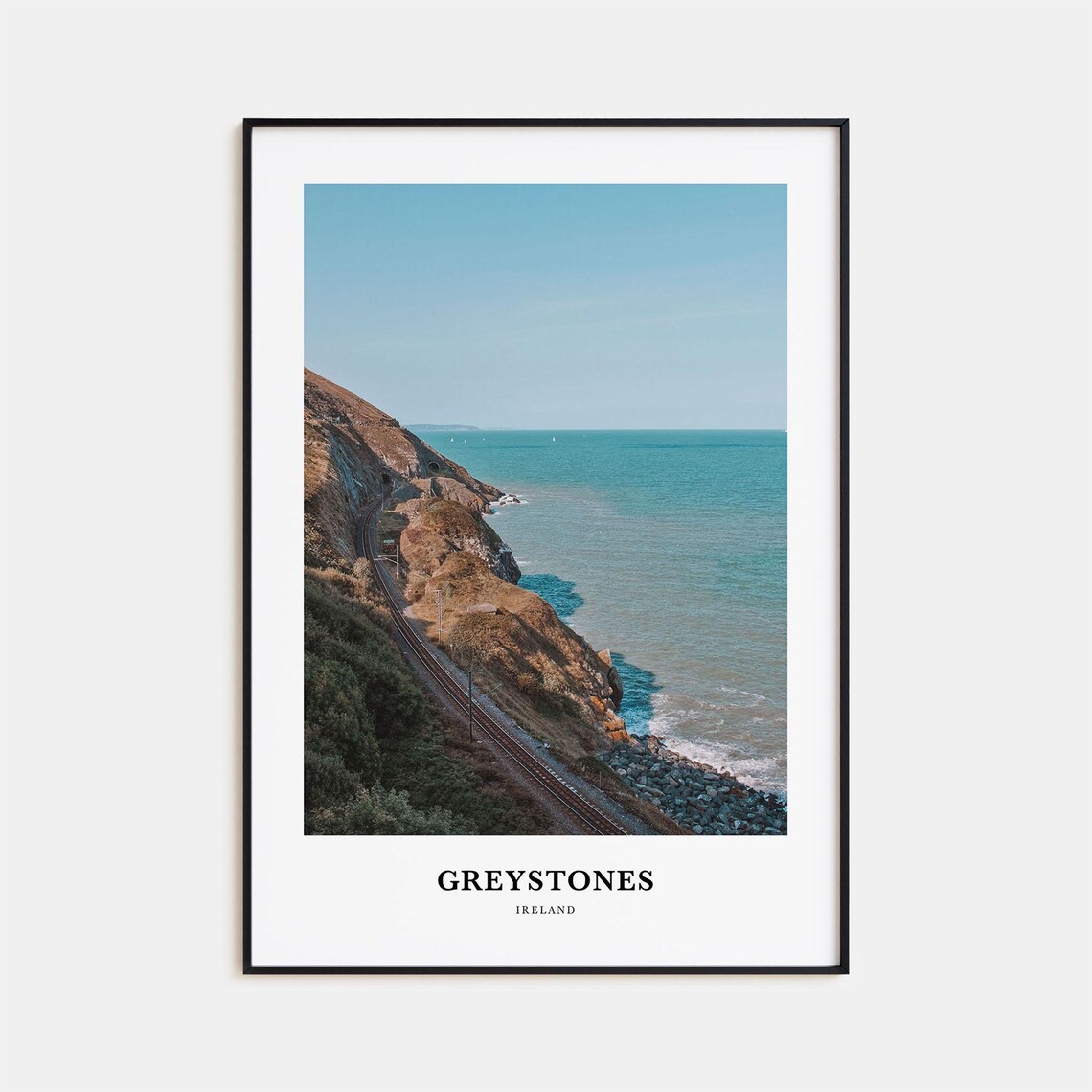 Greystones Ireland Scenic Coastal Cliff Railway Ocean View Poster