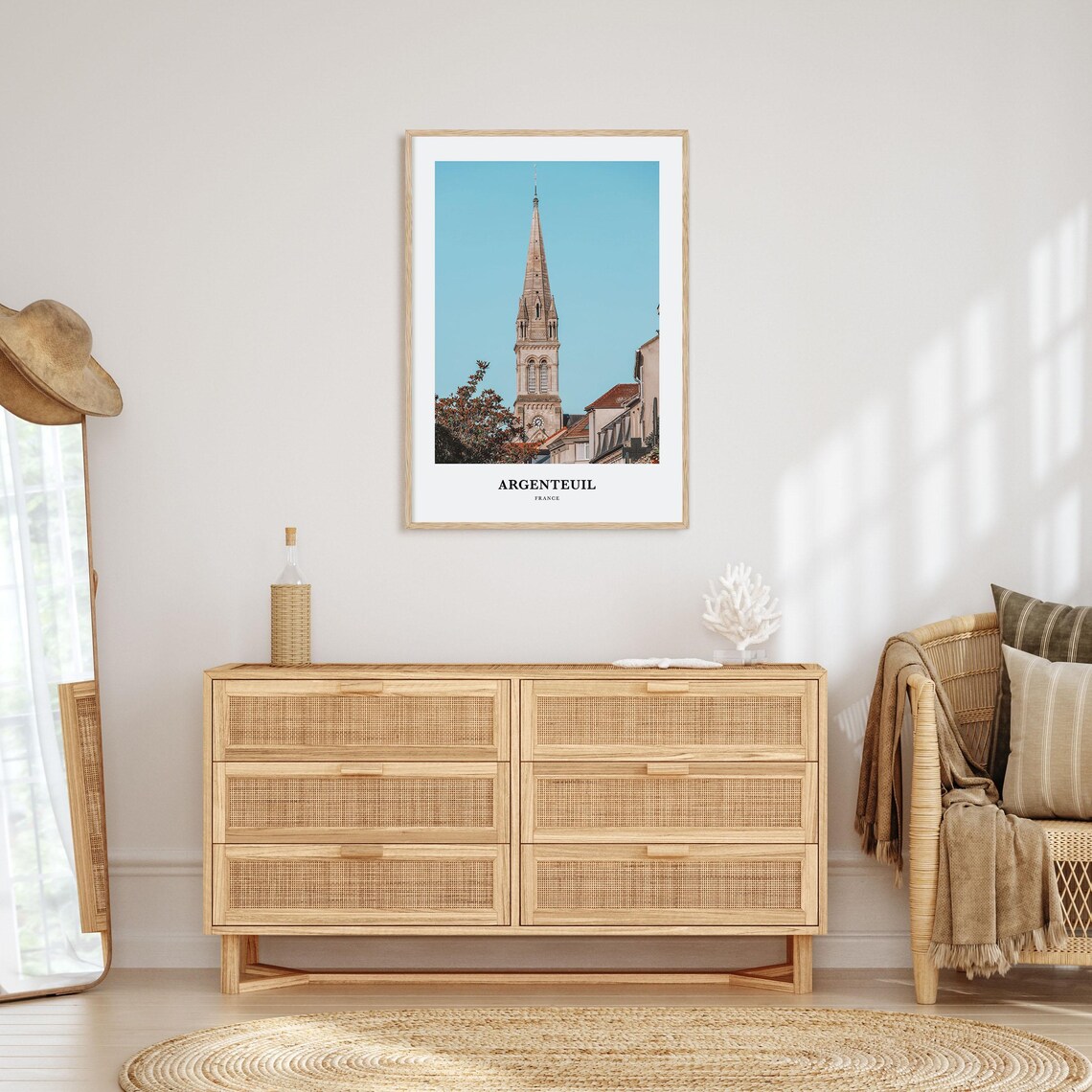 Argenteuil France Church Spire Old Town Rooftops Skyline Poster - Image 2