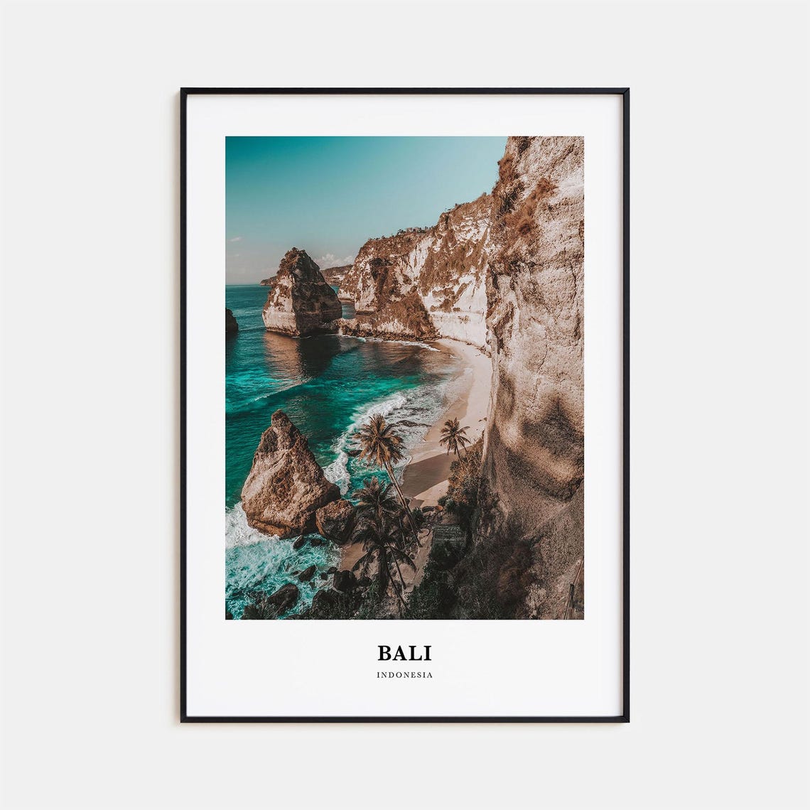 Bali Indonesia Limestone Cliffs Turquoise Beach Cove View Poster