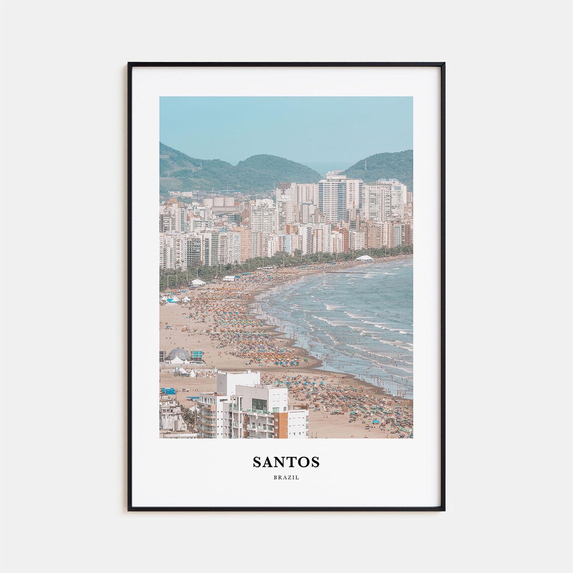 Santos Brazil Busy Coastal City Beach Aerial View Photo Poster