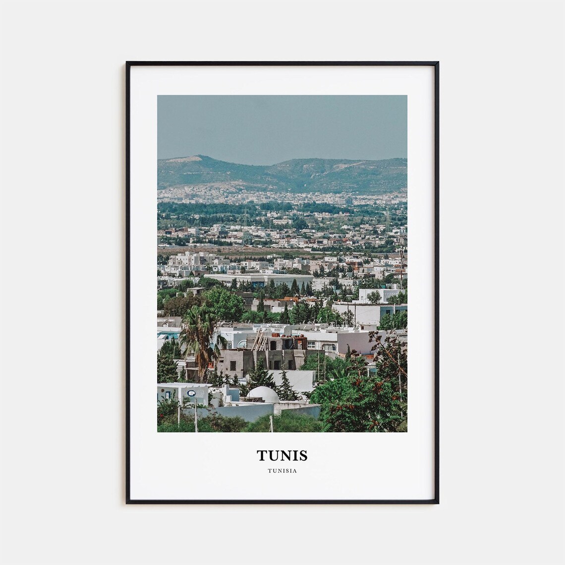 Tunis Tunisia City Panorama Mediterranean Sea Hills Photo Print