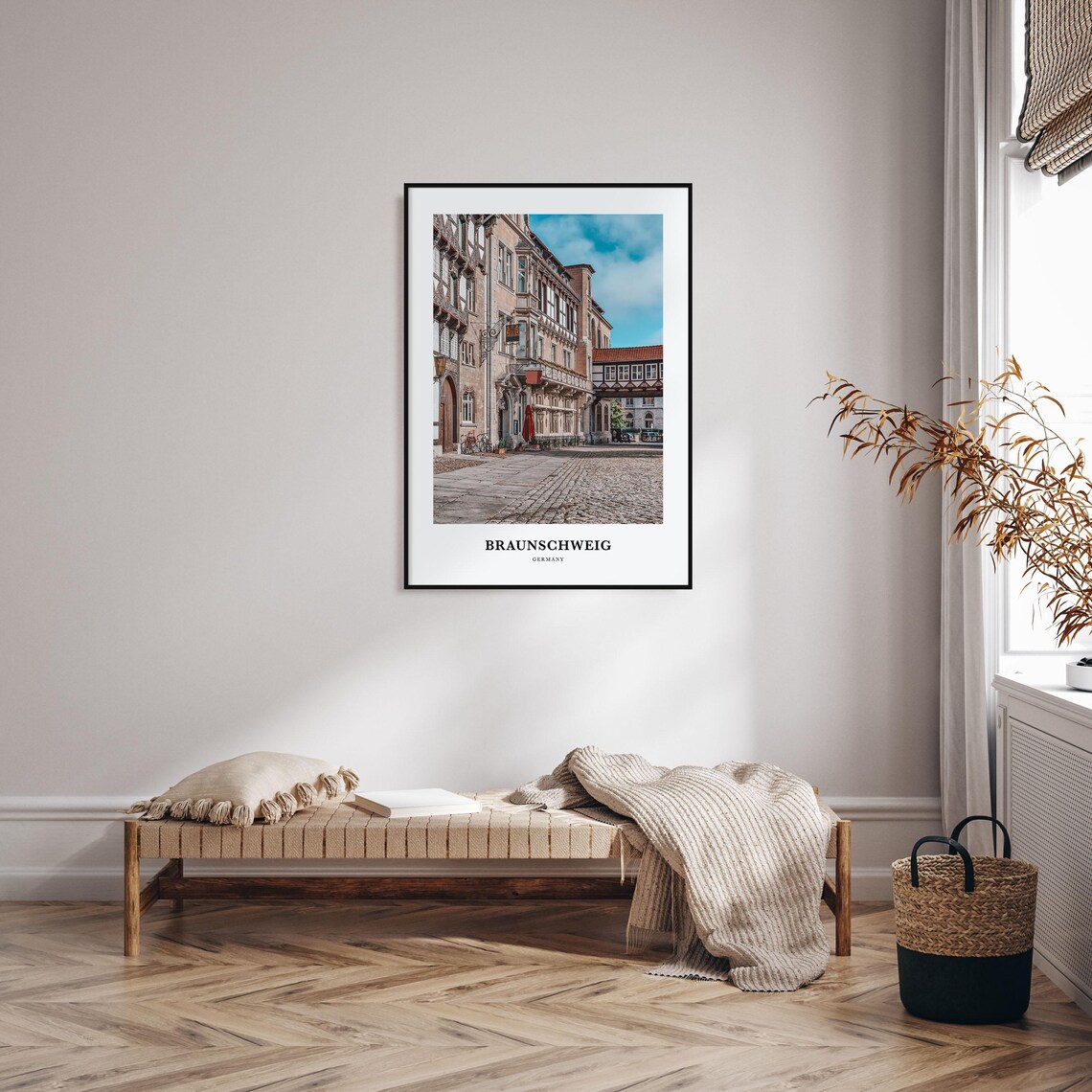 Braunschweig Germany Historic Cobblestone Street Travel Poster - Image 4