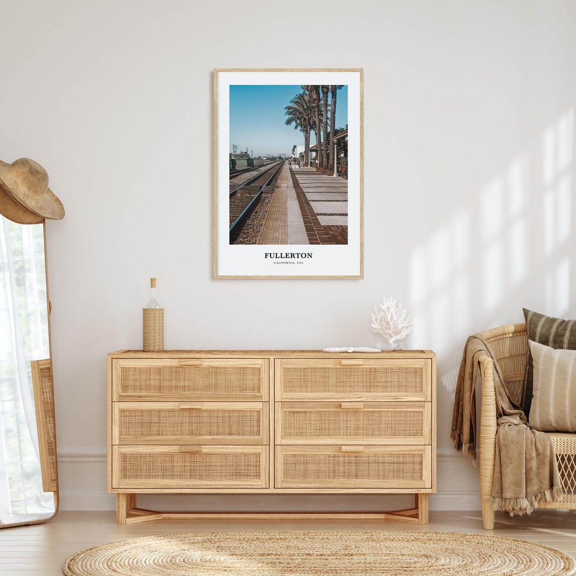 Fullerton California Train Station Palm Lined Platform Travel Poster - Image 2