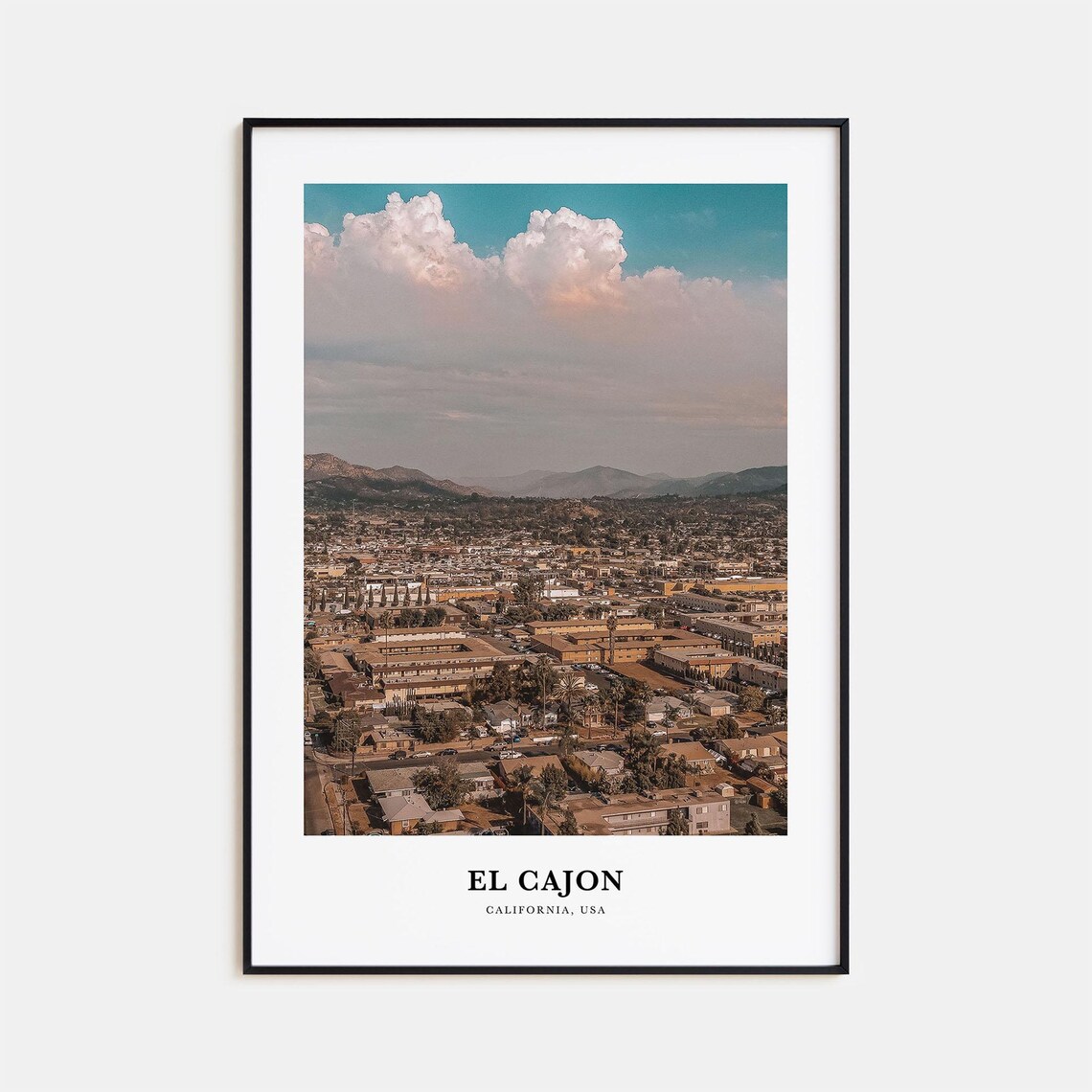 El Cajon California Hillside City Aerial Photography Travel Poster