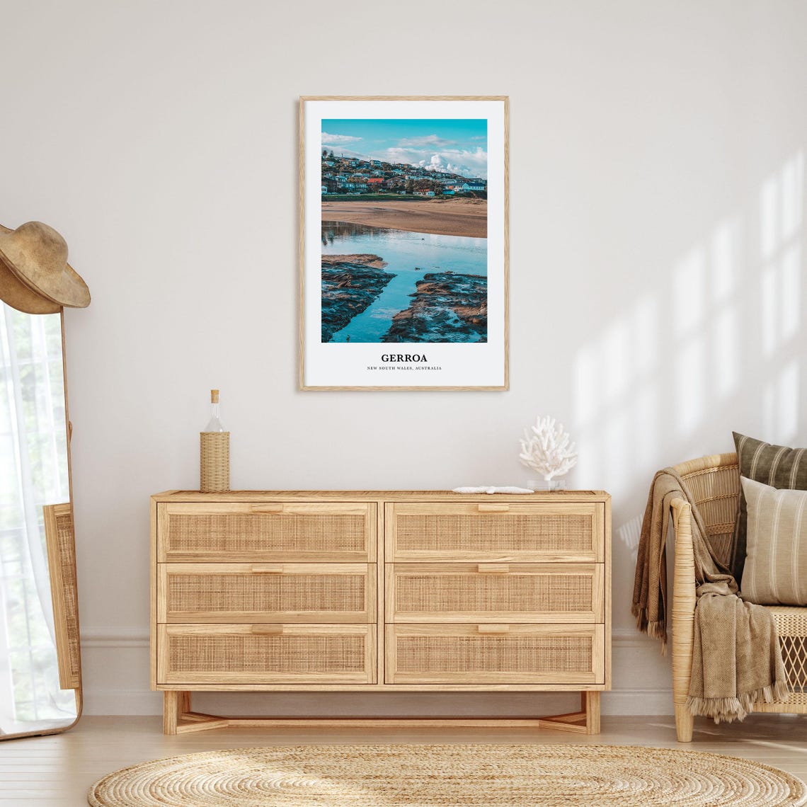 Gerroa New South Wales Rocky Beach and Coastal Town View Poster - Image 2
