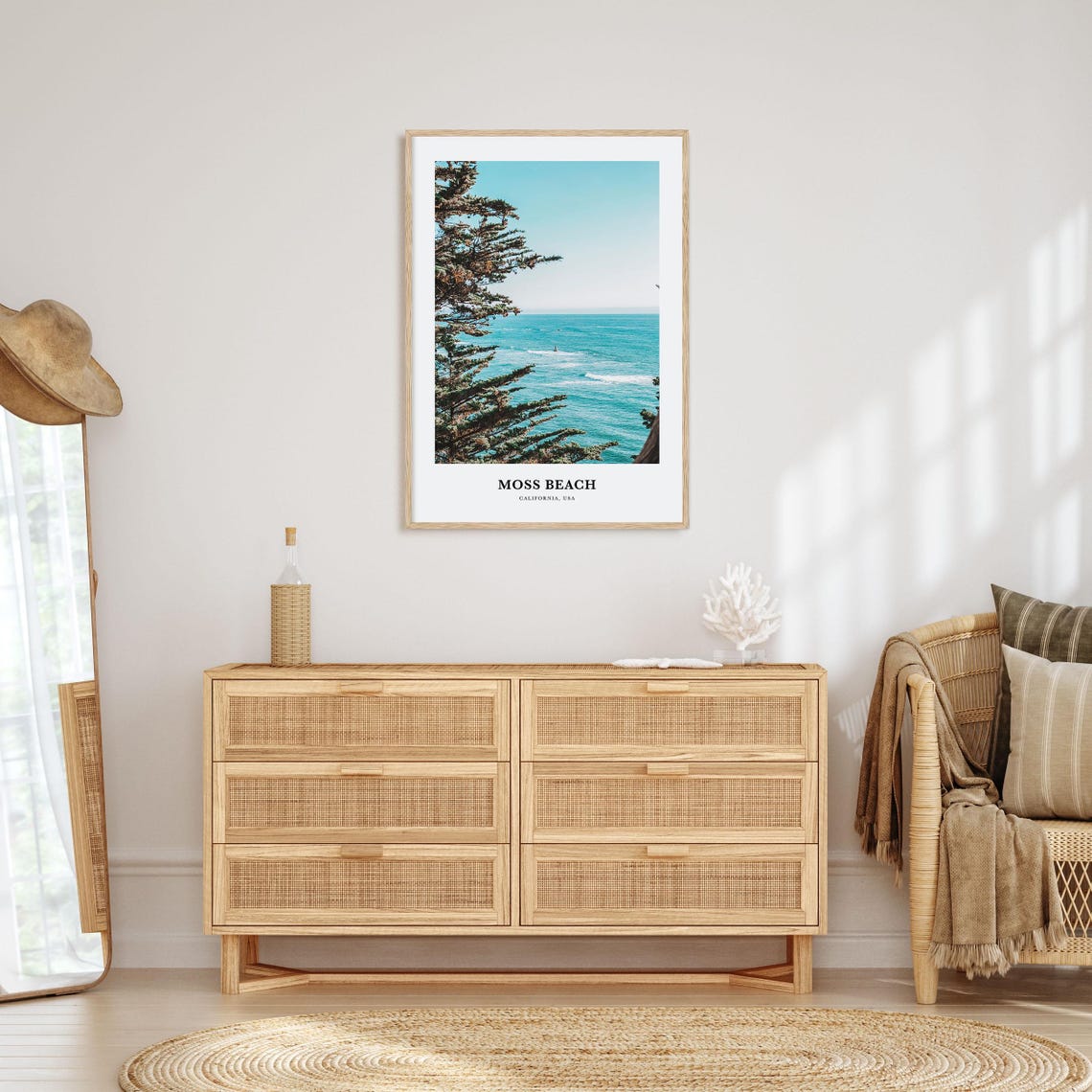 Moss Beach California Ocean Pine Trees Coastal View Photography Poster - Image 2