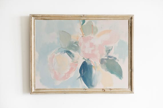 Pastel Abstract Modern Statement Print Farmhouse Decor Pink Beige Green Wall Art Dining Room E506