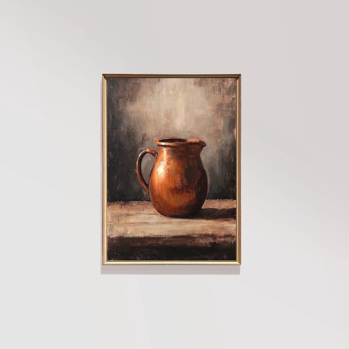 Rustic Terracotta Jug Vintage Still Life Painting Wall Poster