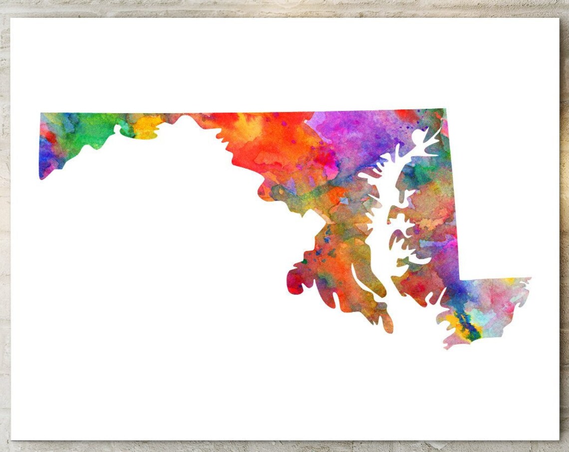 Maryland State Map Watercolor Silhouette Poster