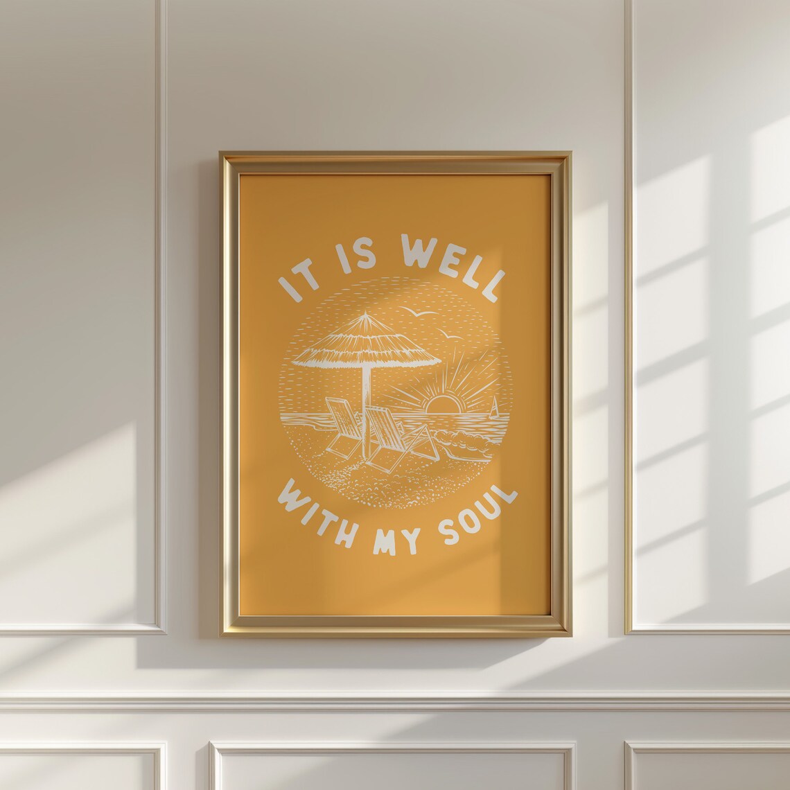 It Is Well With My Soul Mustard Yellow Coastal Sunset Poster - Image 3