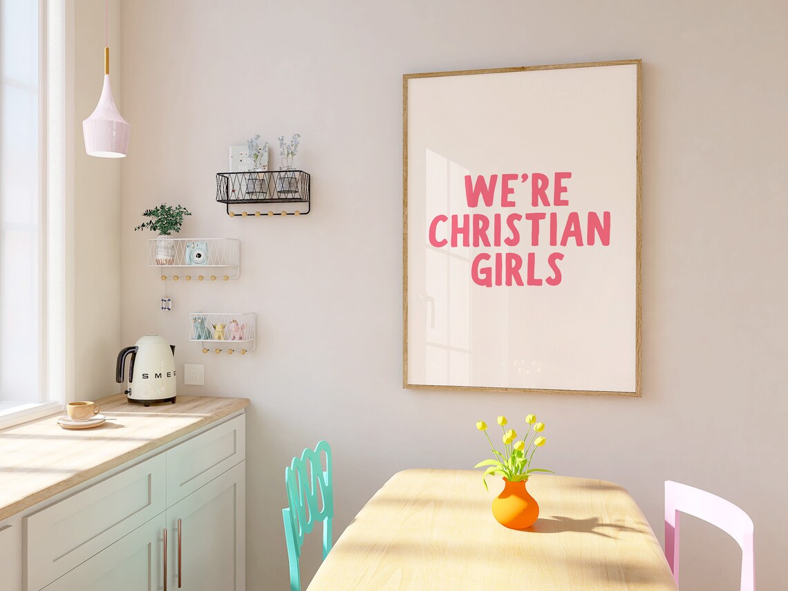 We Are Christian Girls Pink Playful Lettering Trendy Minimalist Faith Poster - Image 3