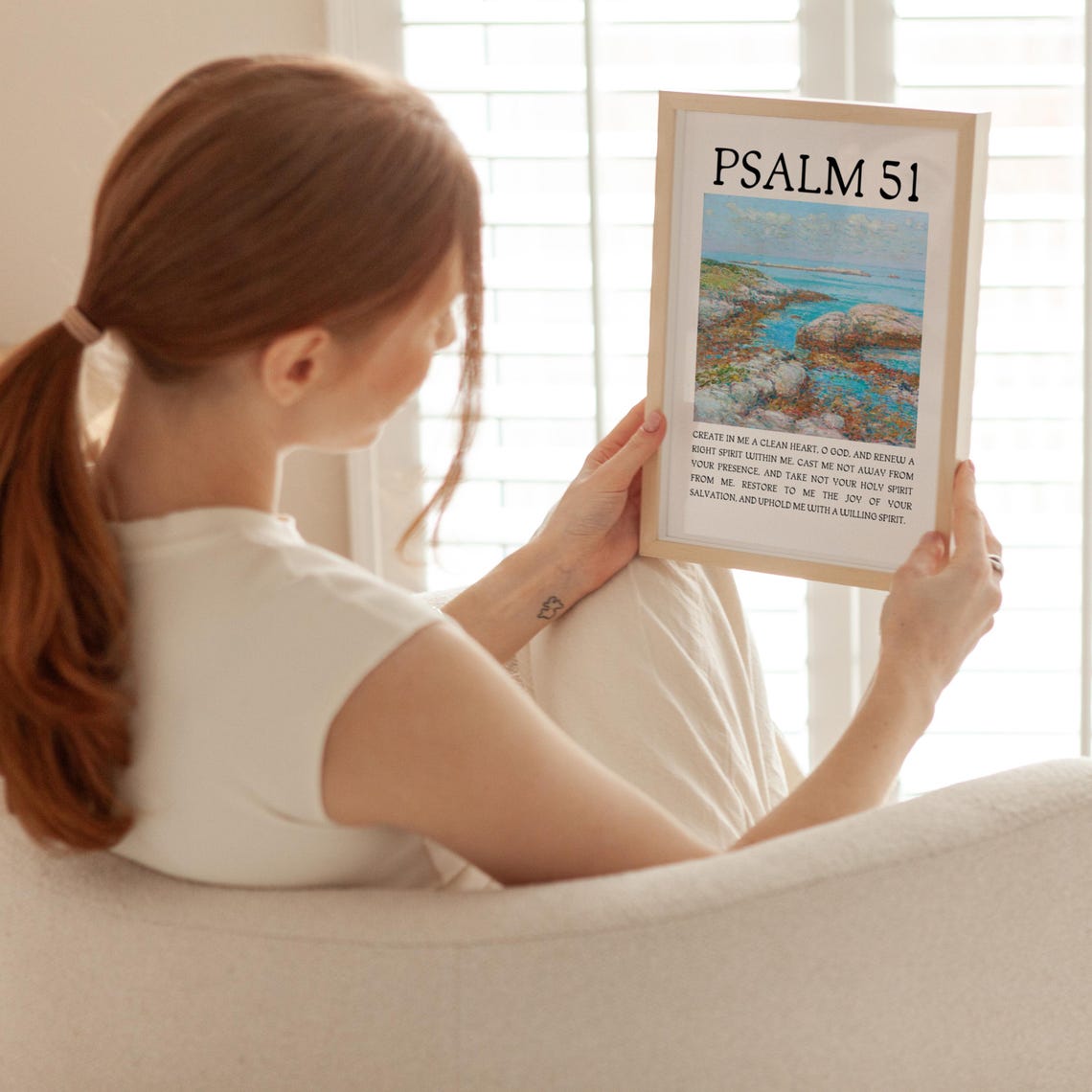 Psalm 51 Create in Me a Clean Heart Coastal Seascape Verse Poster - Image 4
