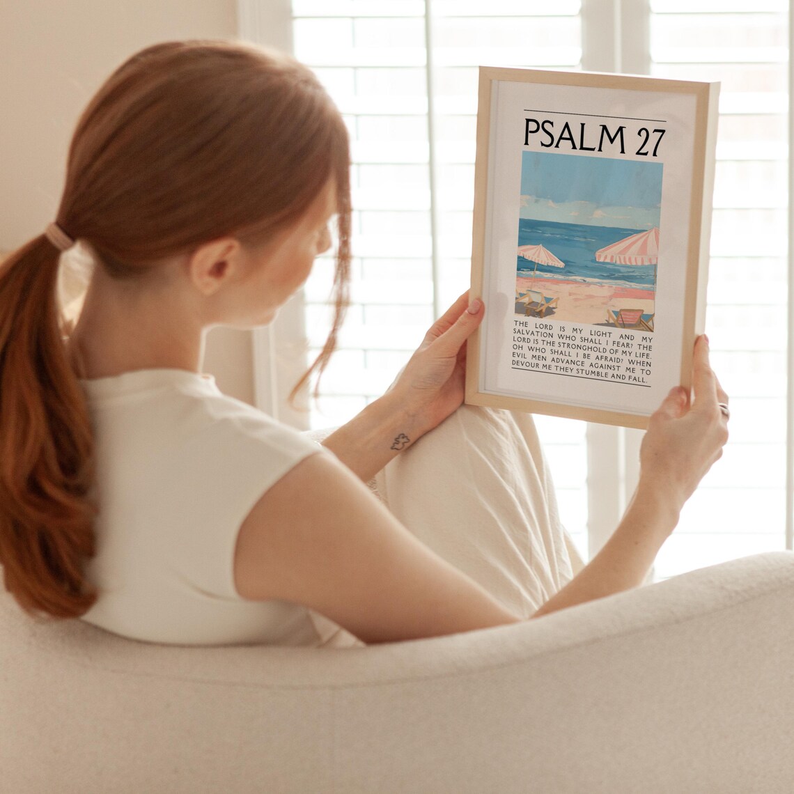 Psalm 27 The Lord Is My Light Beach Umbrella Coastal Painting Poster - Image 2