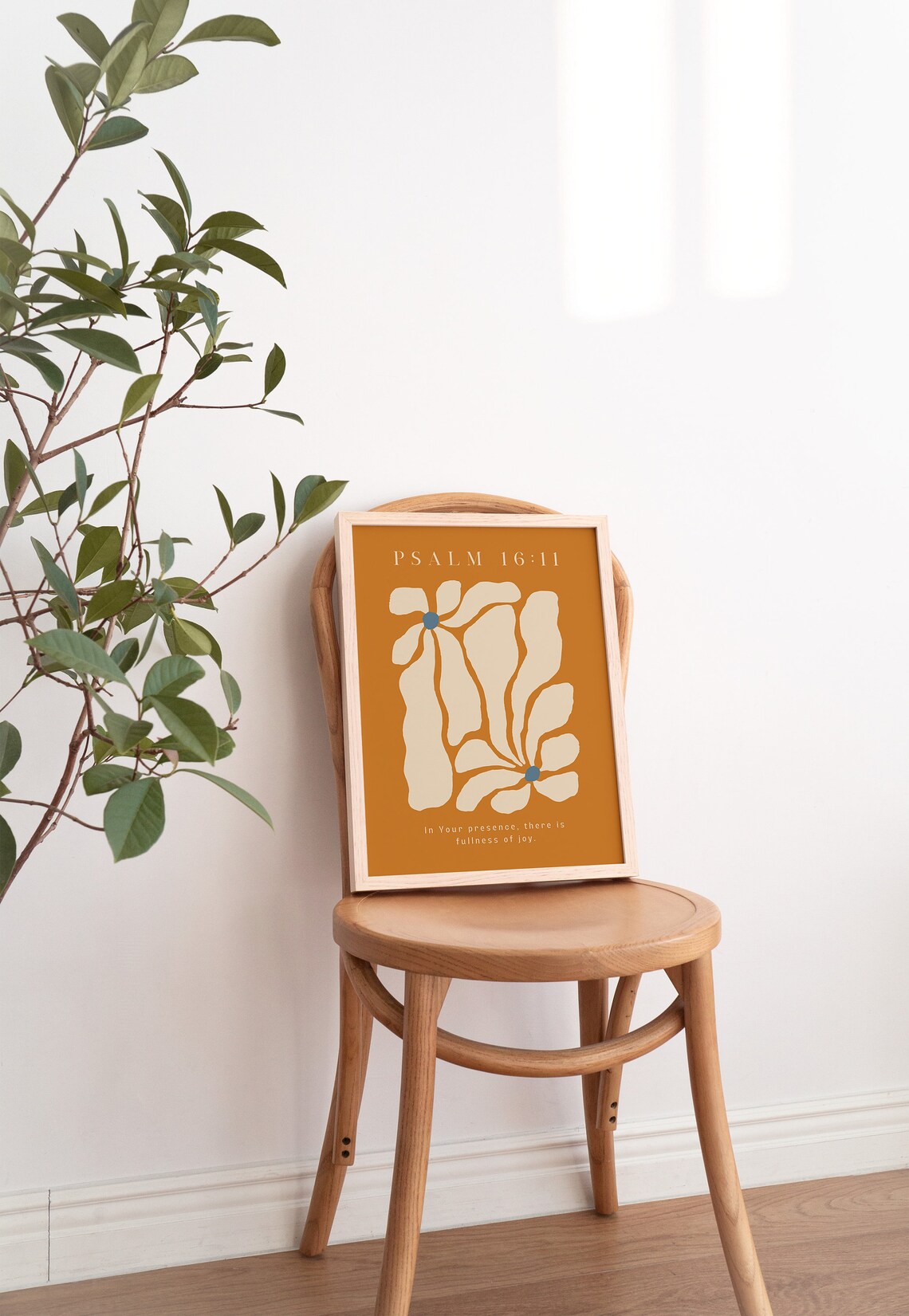 Psalm 16 11 Fullness of Joy Abstract Flower Orange Retro Christian Wall Poster - Image 3