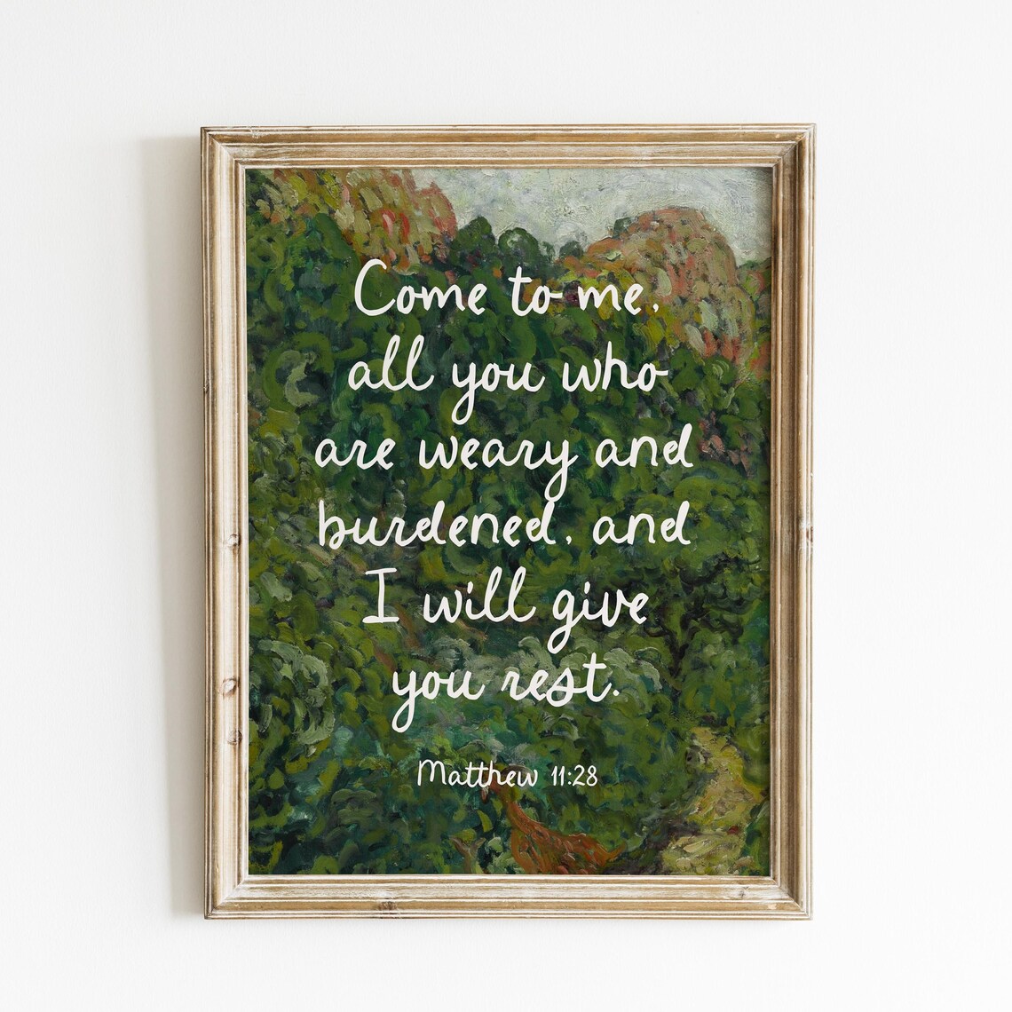 Matthew 11:28 Scripture Art Print, Christian Wall Decor