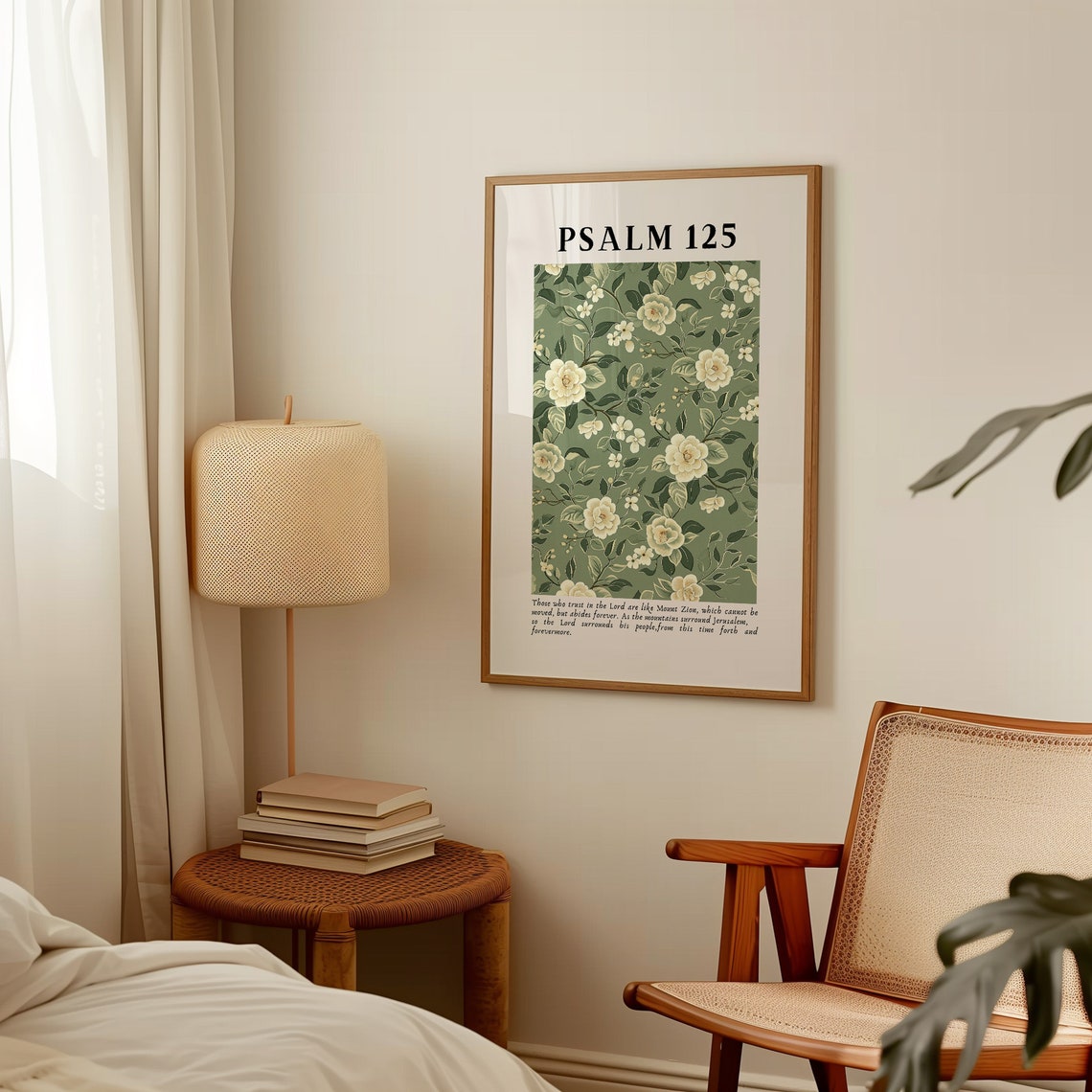 Psalm 125 Sage Green Vintage Floral Pattern Scripture Poster - Image 3