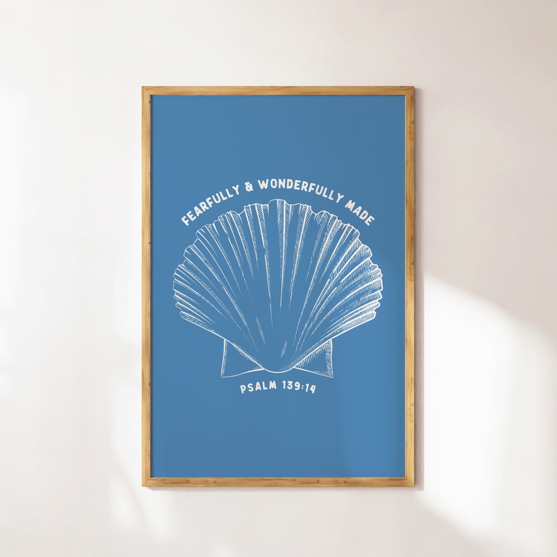 Fearfully And Wonderfully Made Blue Seashell Psalm 13914 Poster - Image 4
