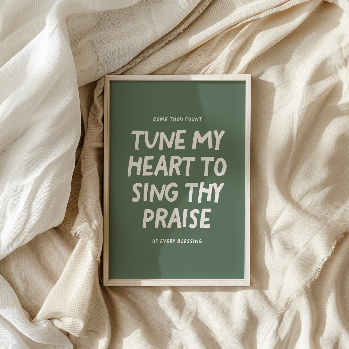 Come Thou Fount Tune My Heart To Sing Thy Praise Sage Green Hymn Lyric Wall Art - Image 3