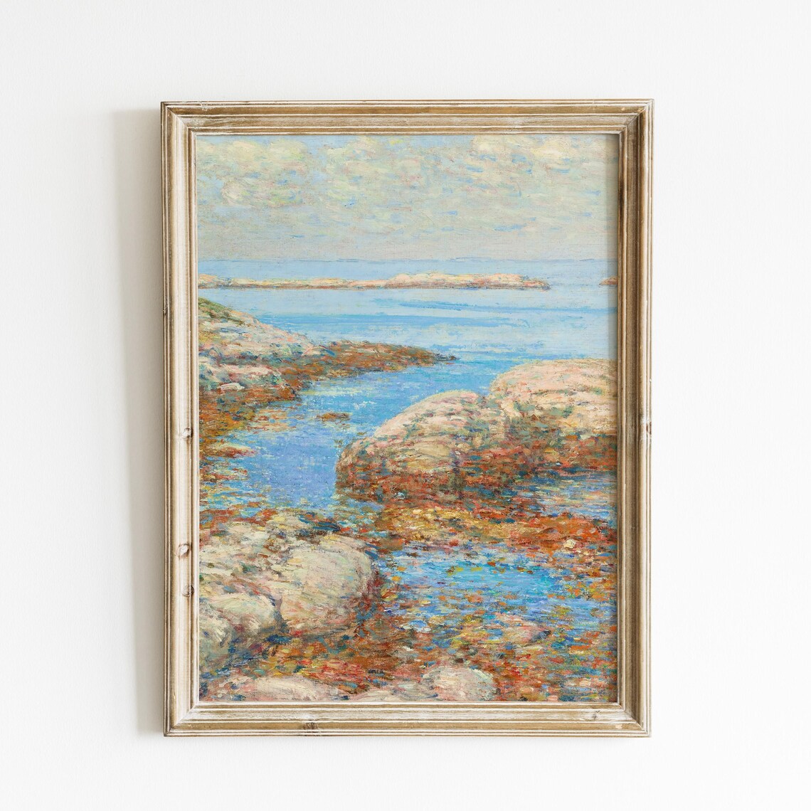 Impressionist Rocky Coast Tide Pool Seascape Vintage Coastal Art Poster